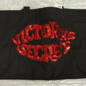Victoria's Secret Black Tote with Red Sequin Design